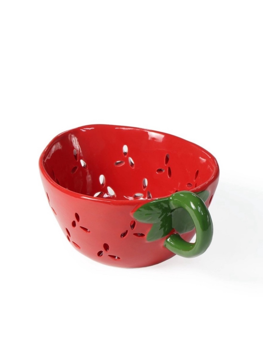 Red Strawberry Ceramic Berry Bowl with Green Leaf Handle, Target Bullseye 2026